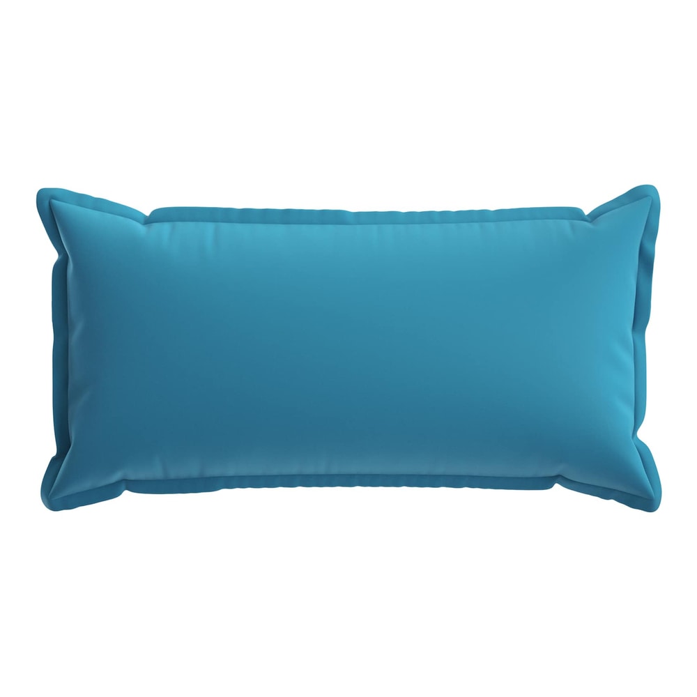 A single light blue rectangular cushion cover on a white background
