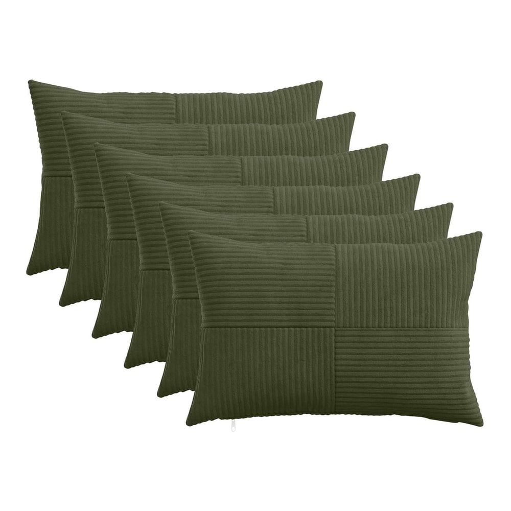 vidaXL Cushion Cover 6 pcs ALMELO Green Corduroy, a set of six green corduroy pillowcases