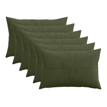 vidaXL Cushion Cover 6 pcs ALMELO Green Corduroy, a set of six green corduroy pillowcases
