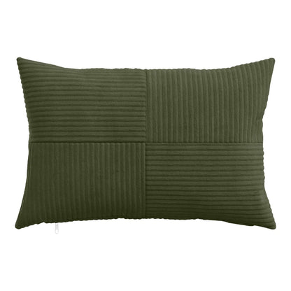 A single green corduroy pillowcase with a textured corduroy pattern