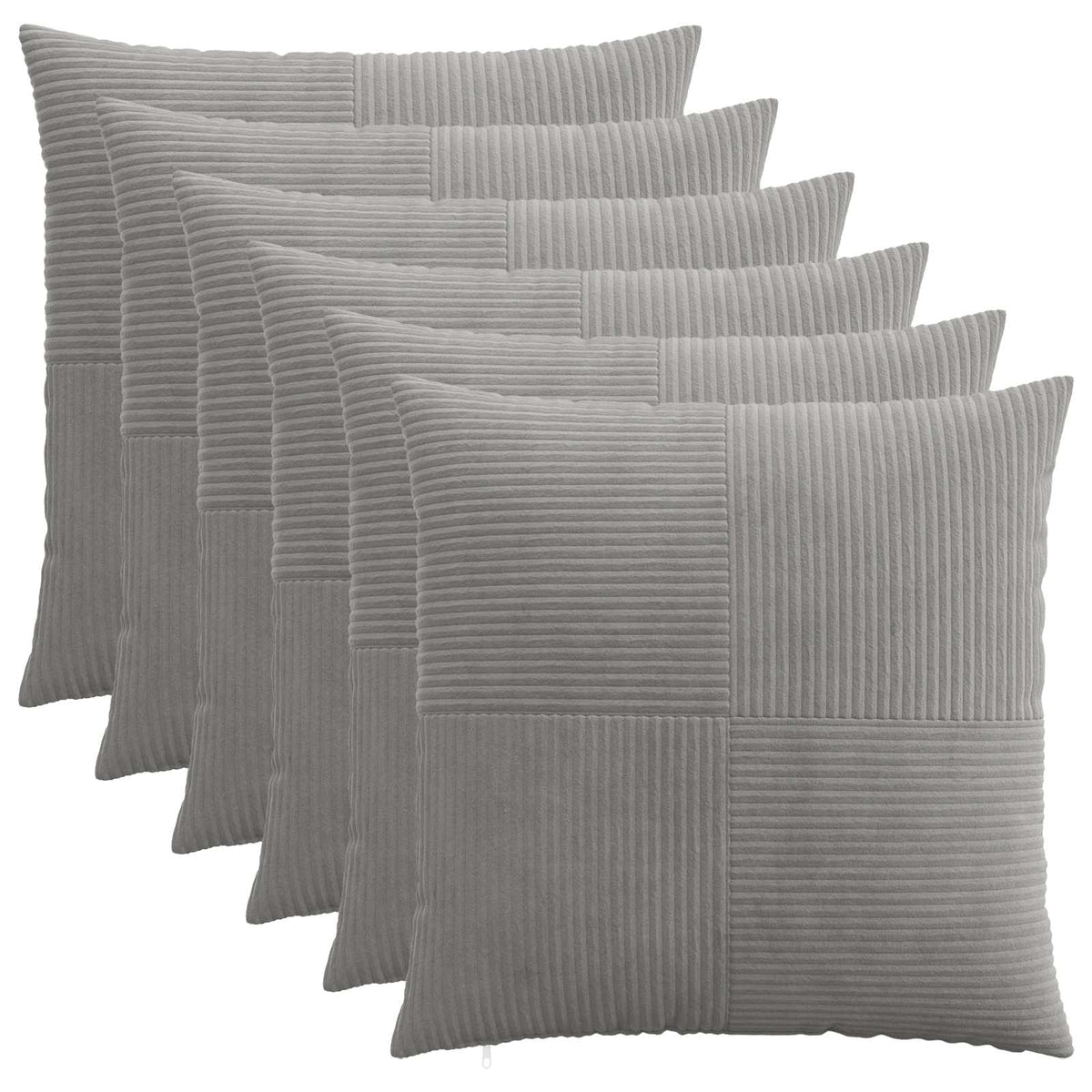 vidaXL Cushion Cover 6 pcs ALMELO Light Grey Corduroy arranged in a cascading row