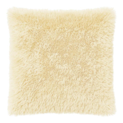 A single cream fluffy pillow cover shown flat