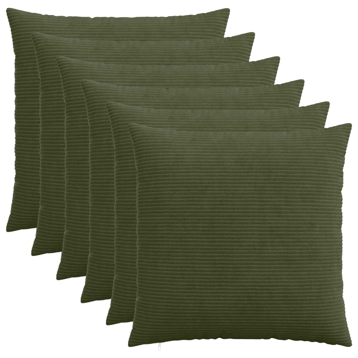 vidaXL Cushion Cover 6 pcs HEERLEN Green Corduroy, a set of six green corduroy cushion covers