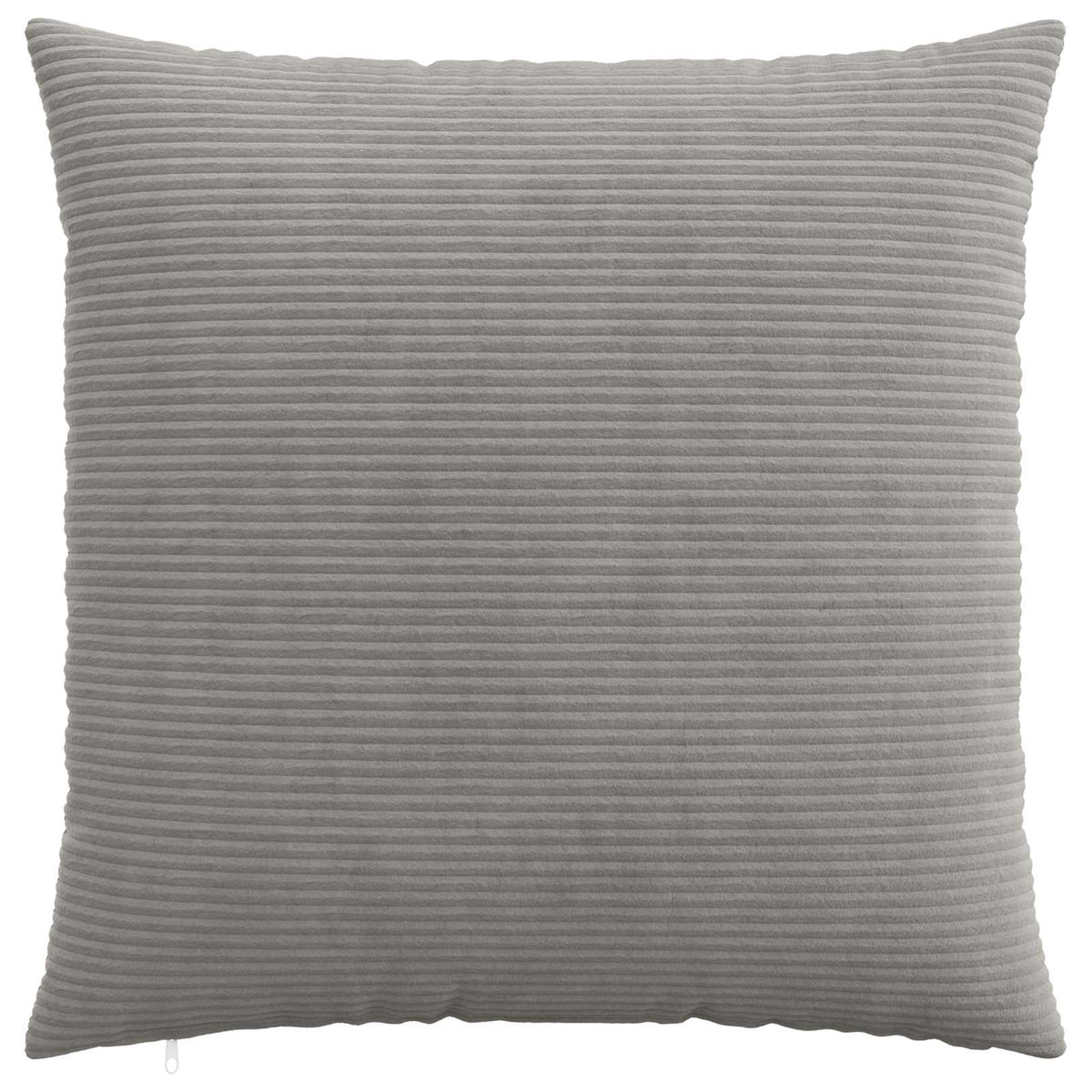 A single light grey corduroy cushion cover shown front on