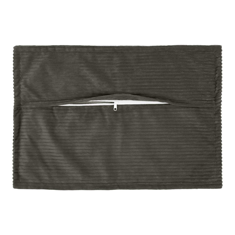 Back of the anthracite corduroy pillowcase showing the zip closure