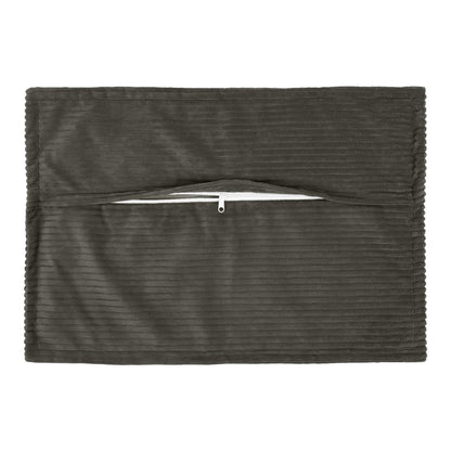 Back of the anthracite corduroy pillowcase showing the zip closure