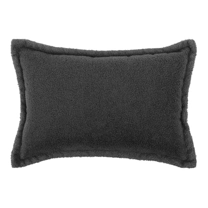 A single dark grey bouclé pillowcase with a textured finish