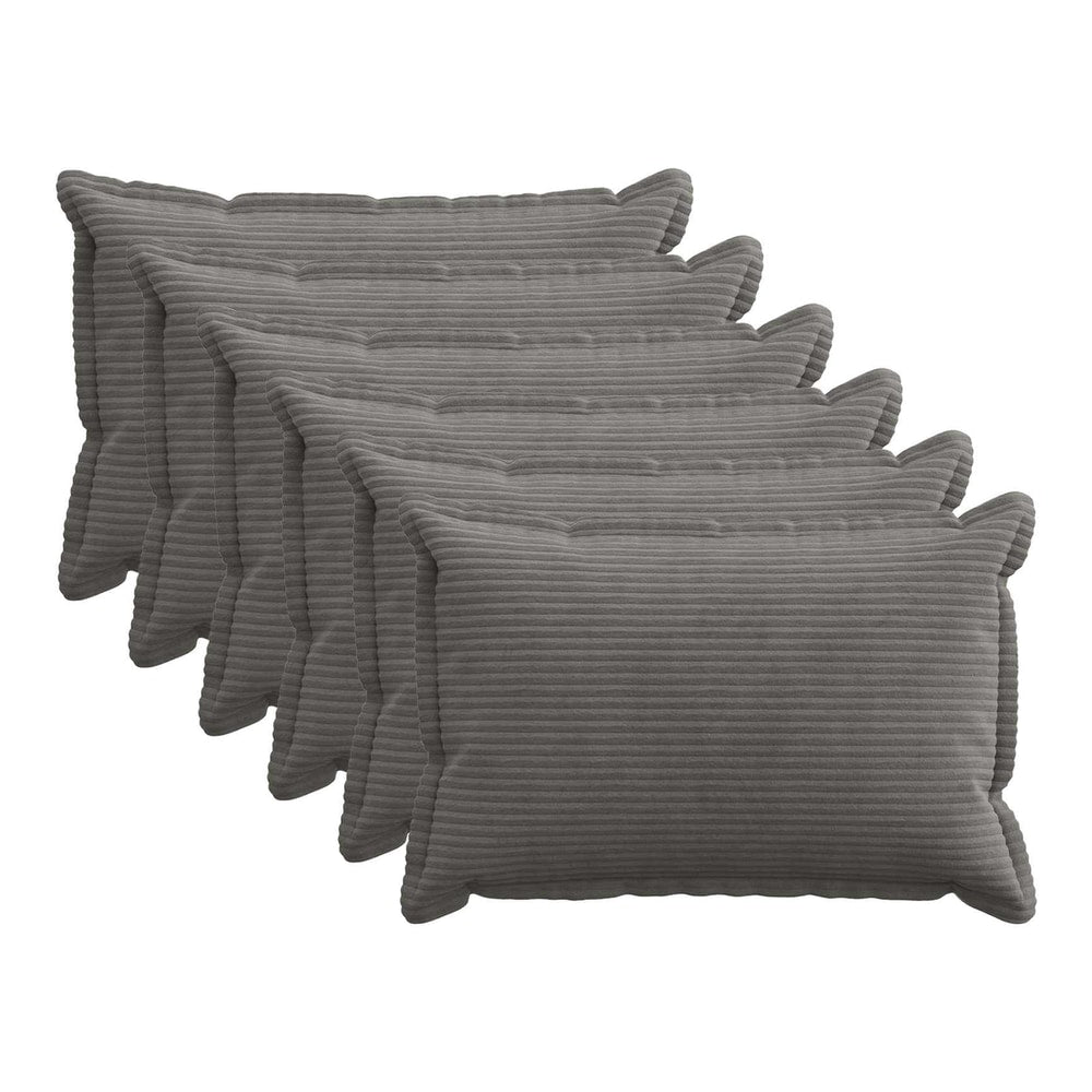 vidaXL Cushion Cover 6 pcs HOUTEN Dark Grey Corduroy showing a group of six cushion covers