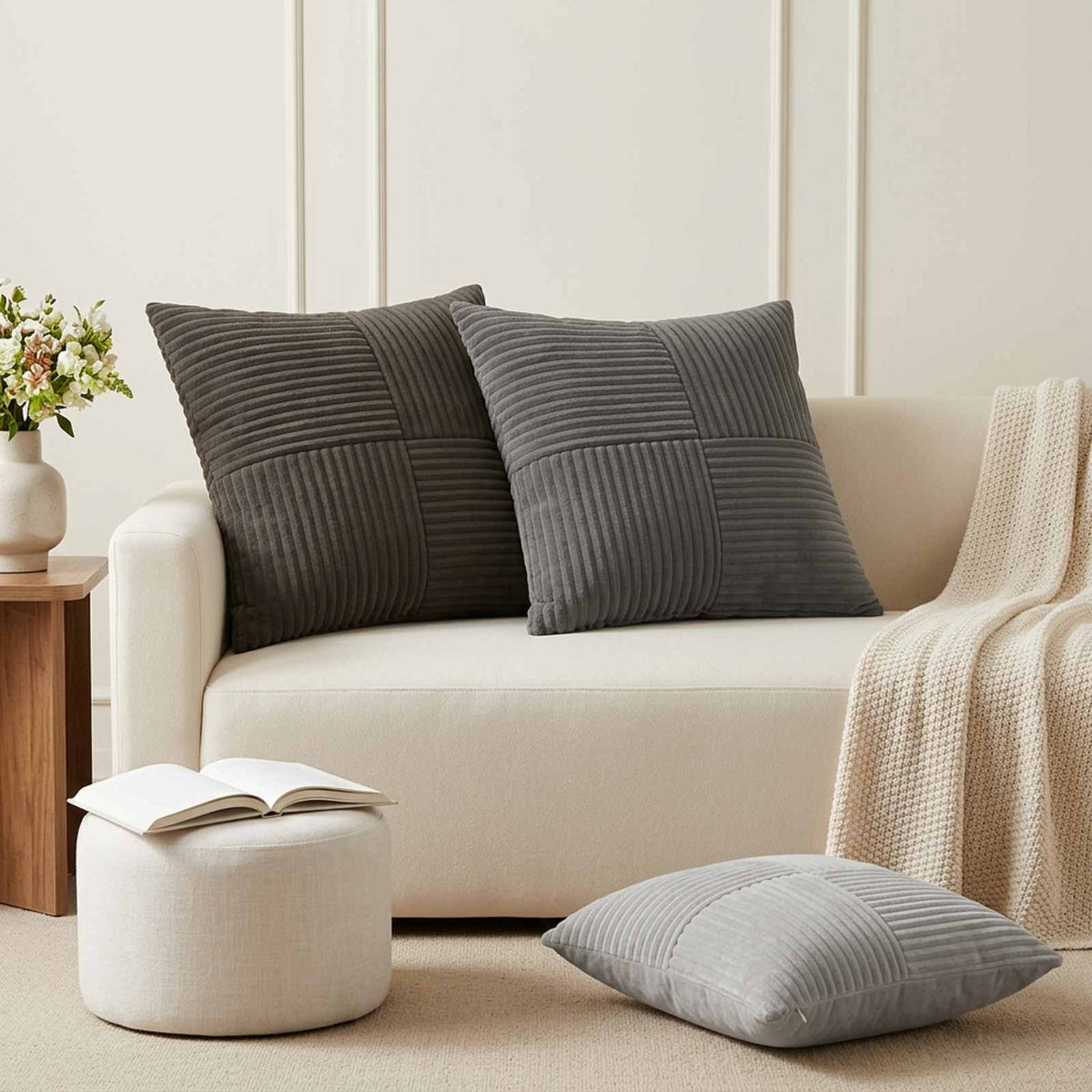 Cushion Cover ALMELO Corduroy Width Anthracite