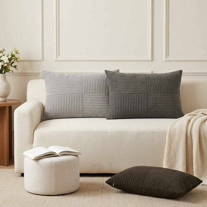 Cushion Cover ALMELO 50 x 80 cm Corduroy 6 Width 50 cm Length 80 cm Anthracite