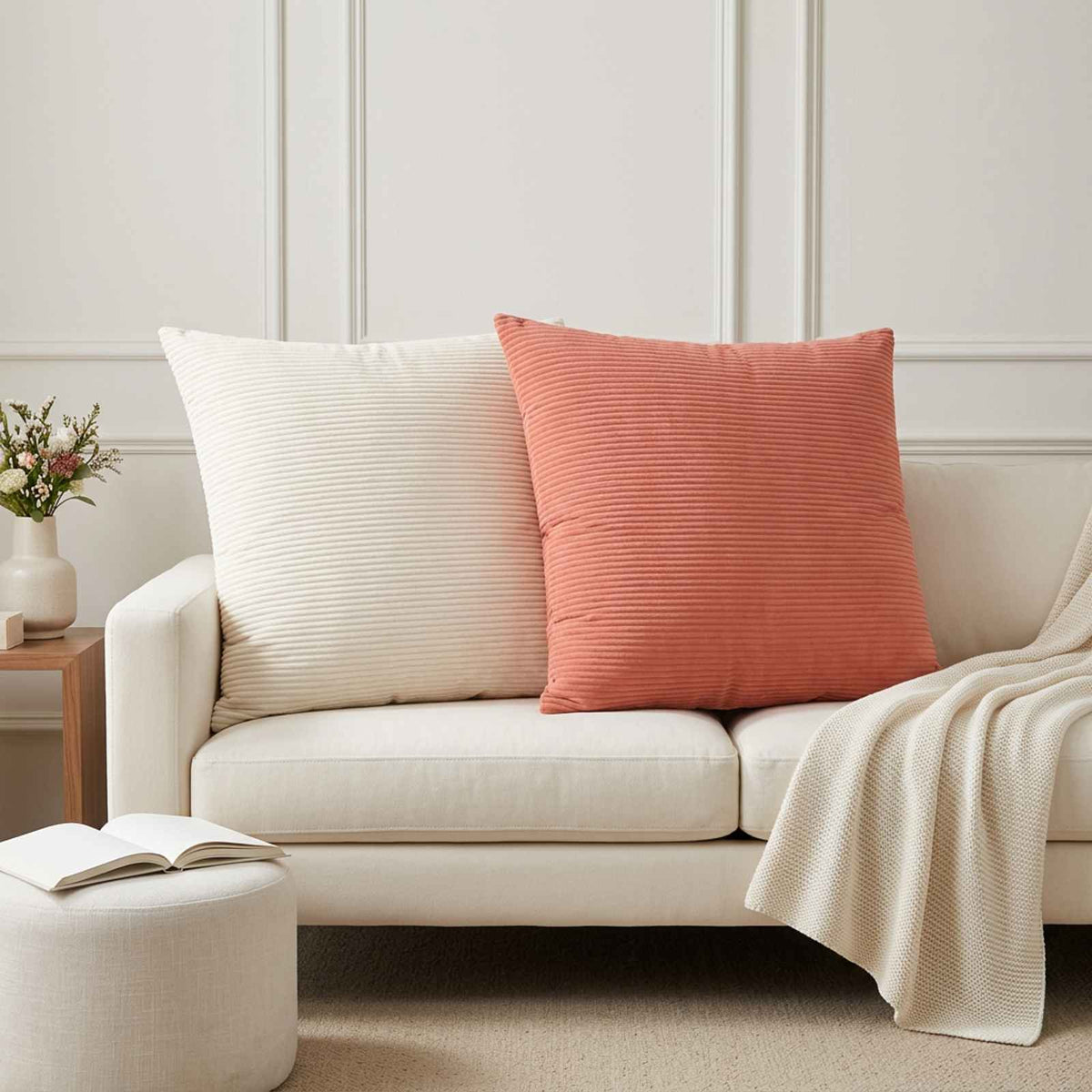 Cushion Cover HEERLEN Corduroy 6 Cream 70 x 70 cm