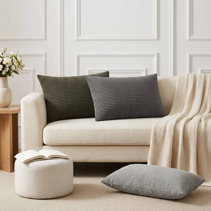 Cushion Cover HEERLEN Corduroy 6 Light Grey 30 x 30–Dia. 40 cm 50 x 80 cm