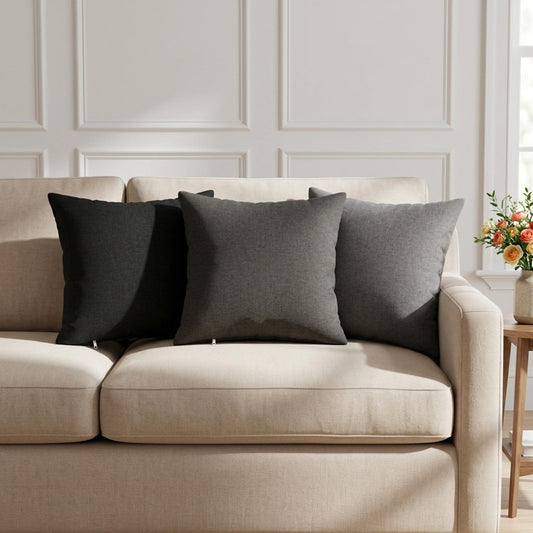 Cushion with Pillow HEERLEN 12 pcs Dark Grey Fabric