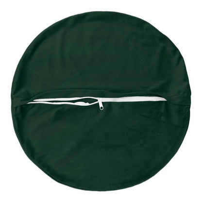 the throw pillow cover showing the white zip closure on the back