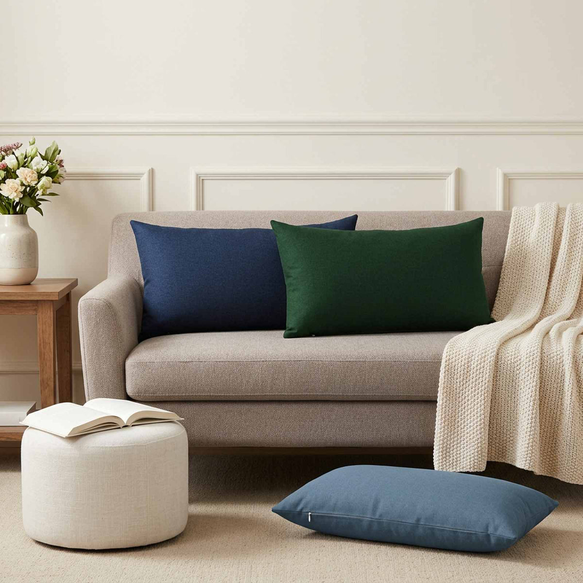 Cushion with Pillow HEERLEN 6 pcs Grey Fabric
