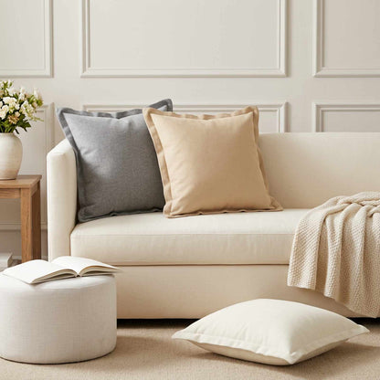 Cushion with Pillow HOUTEN 6 pcs Cream Faux Linen