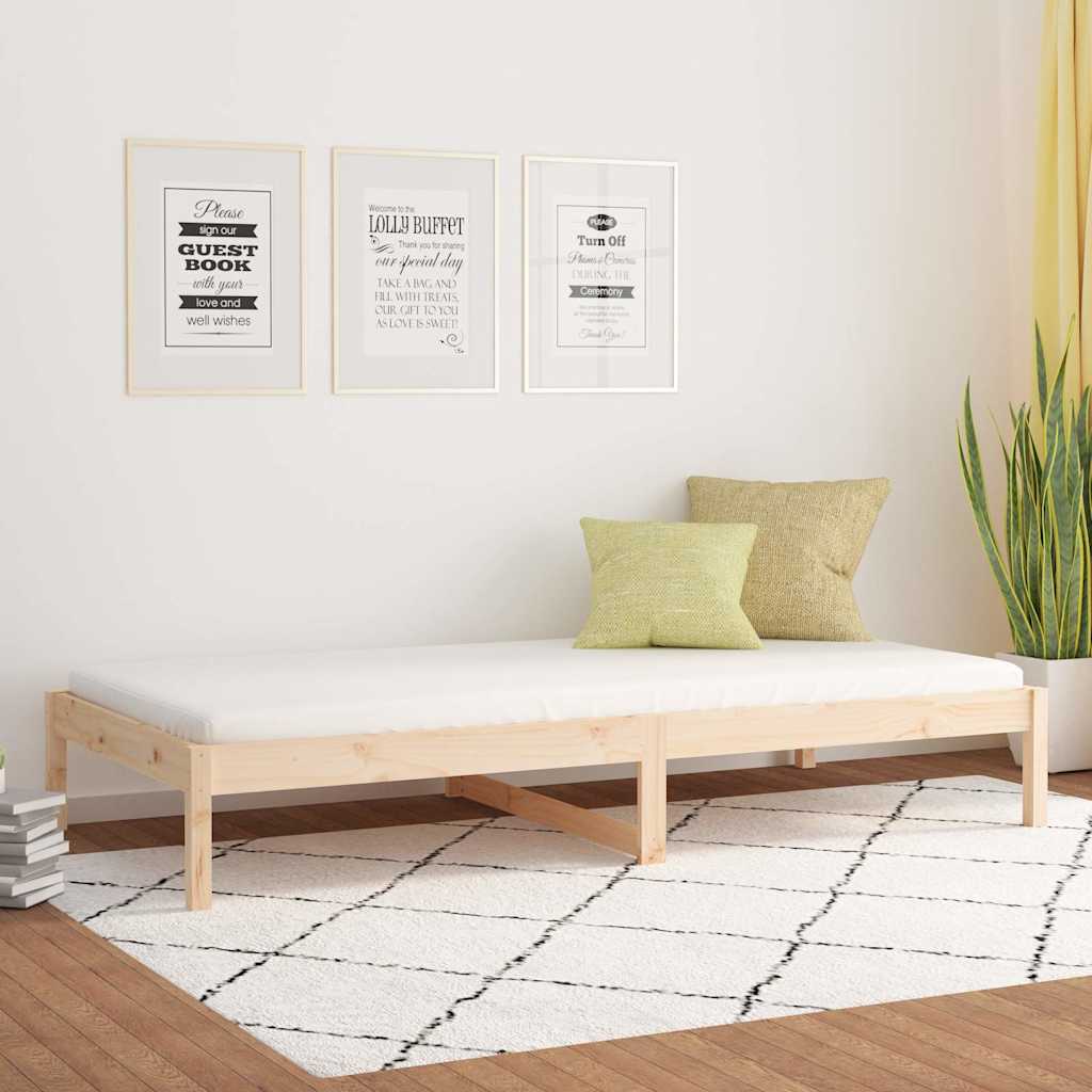 Day Bed without Mattress Solid Wood Pine Natural 90 cm 190 cm