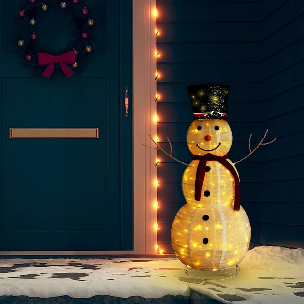 329761 vidaXL Decorative Christmas Snowman Figure LED Luxury Fabric 120cm 1