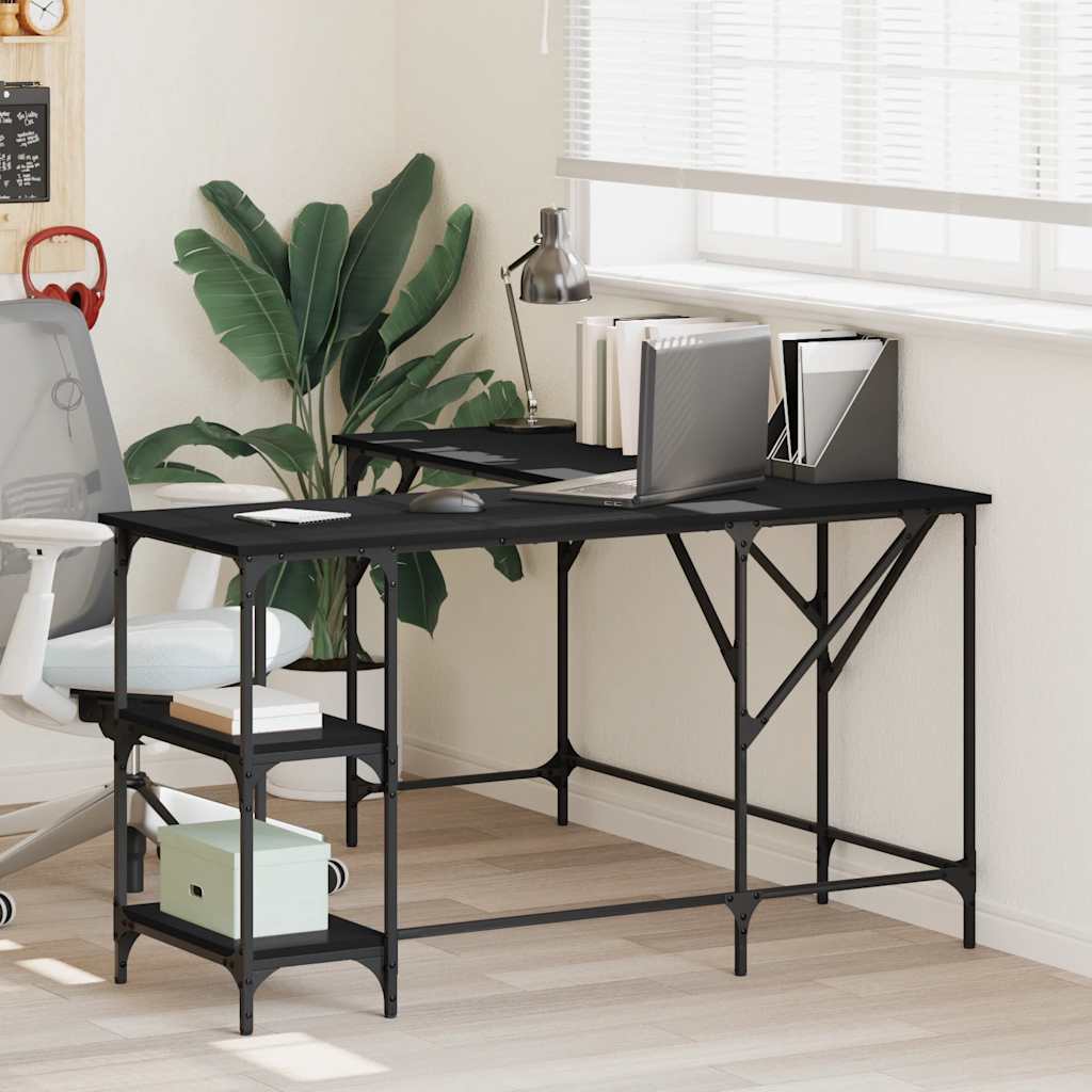 Desk 139x139x75 cm Engineered Wood Black
