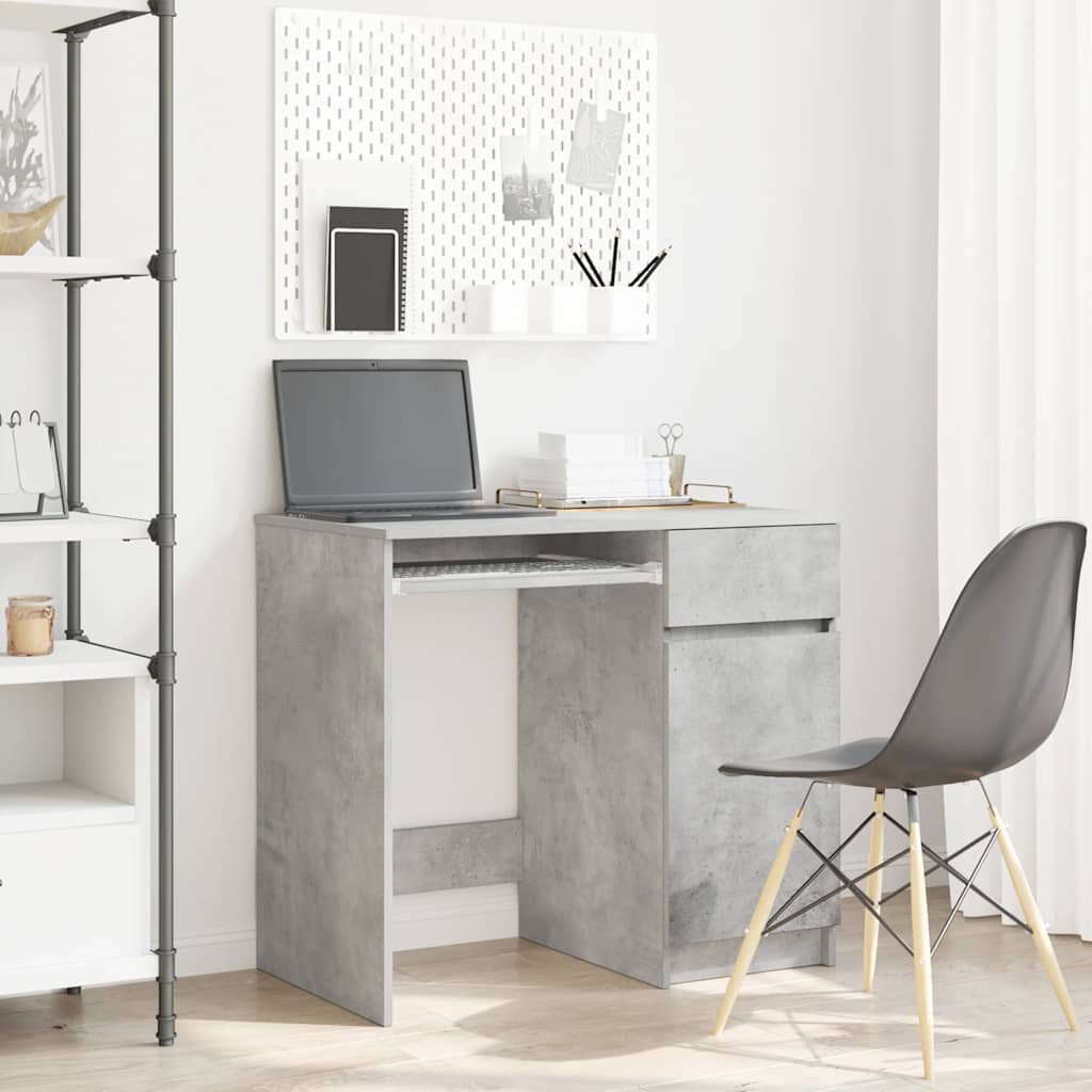 Desk Concrete Grey Engineered Wood