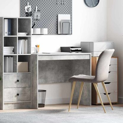 vidaXL Desk Concrete Grey with a shelf and drawers in a home office setting