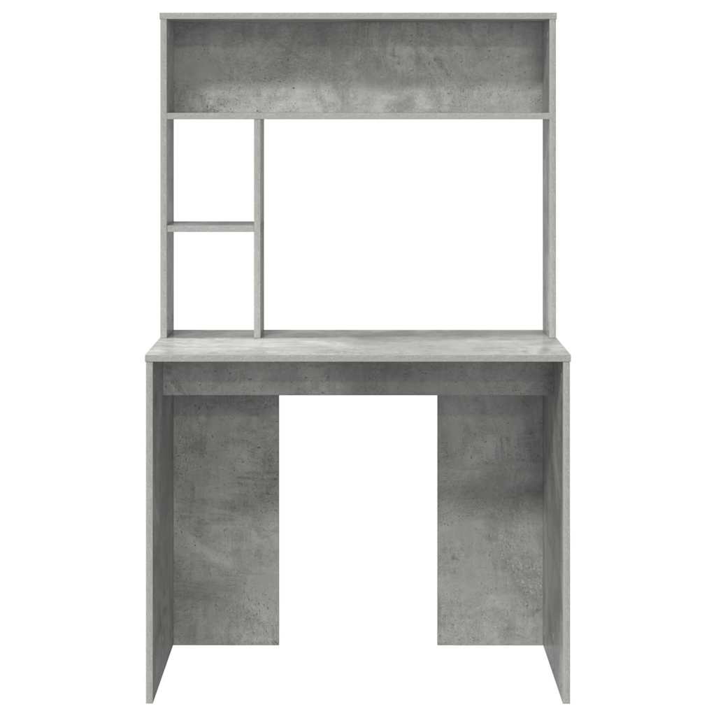 The desk viewed directly from the front showing the open storage compartments and work area