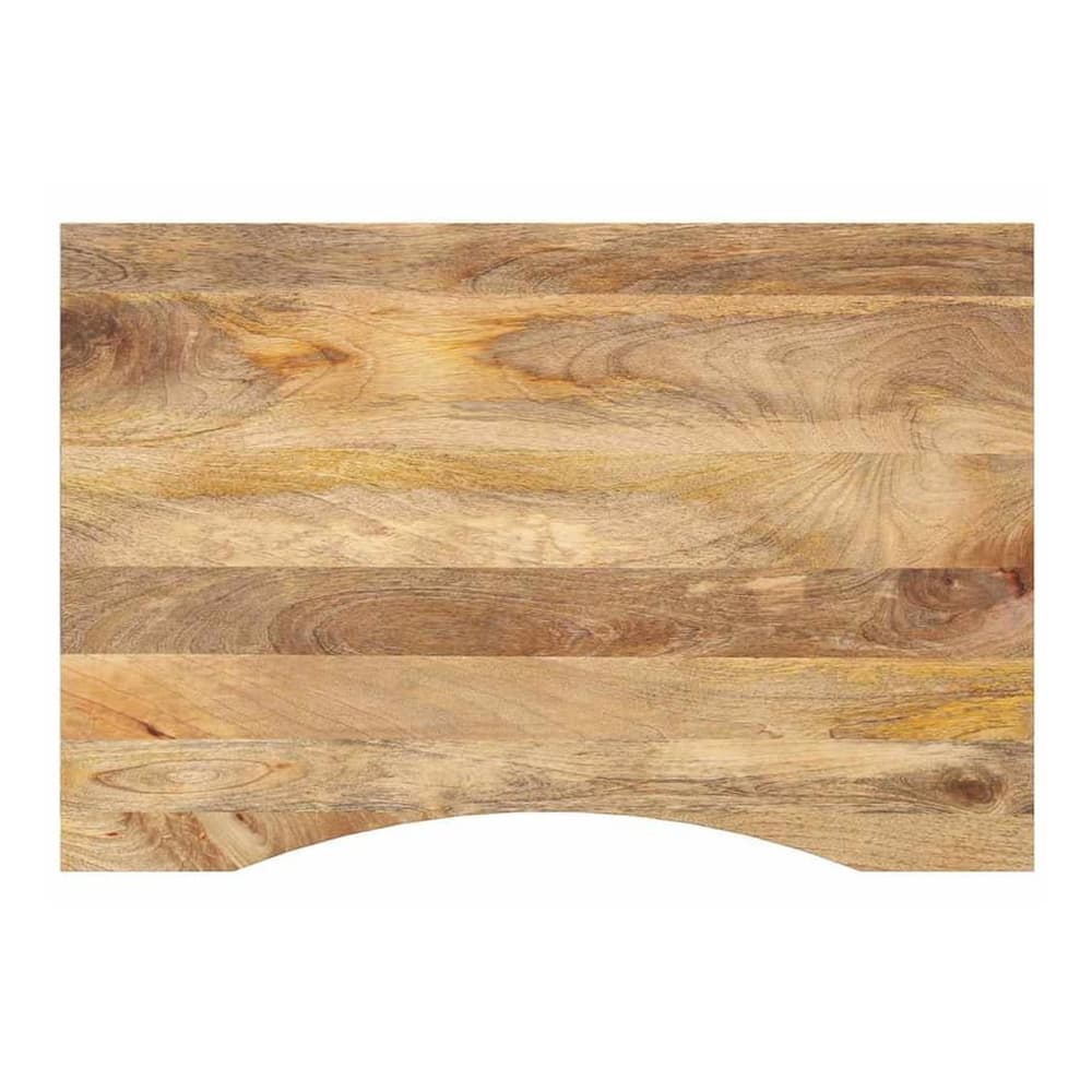 vidaXL Desk Top with Curve Solid Wood Rough Mango, a flat wooden surface with a curved edge
