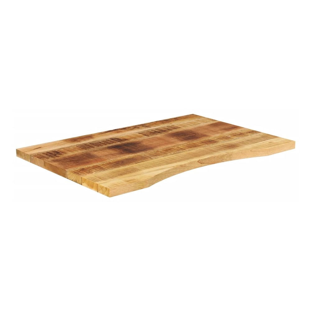 The solid wood table top with a curved front edge, showing the natural wood grain