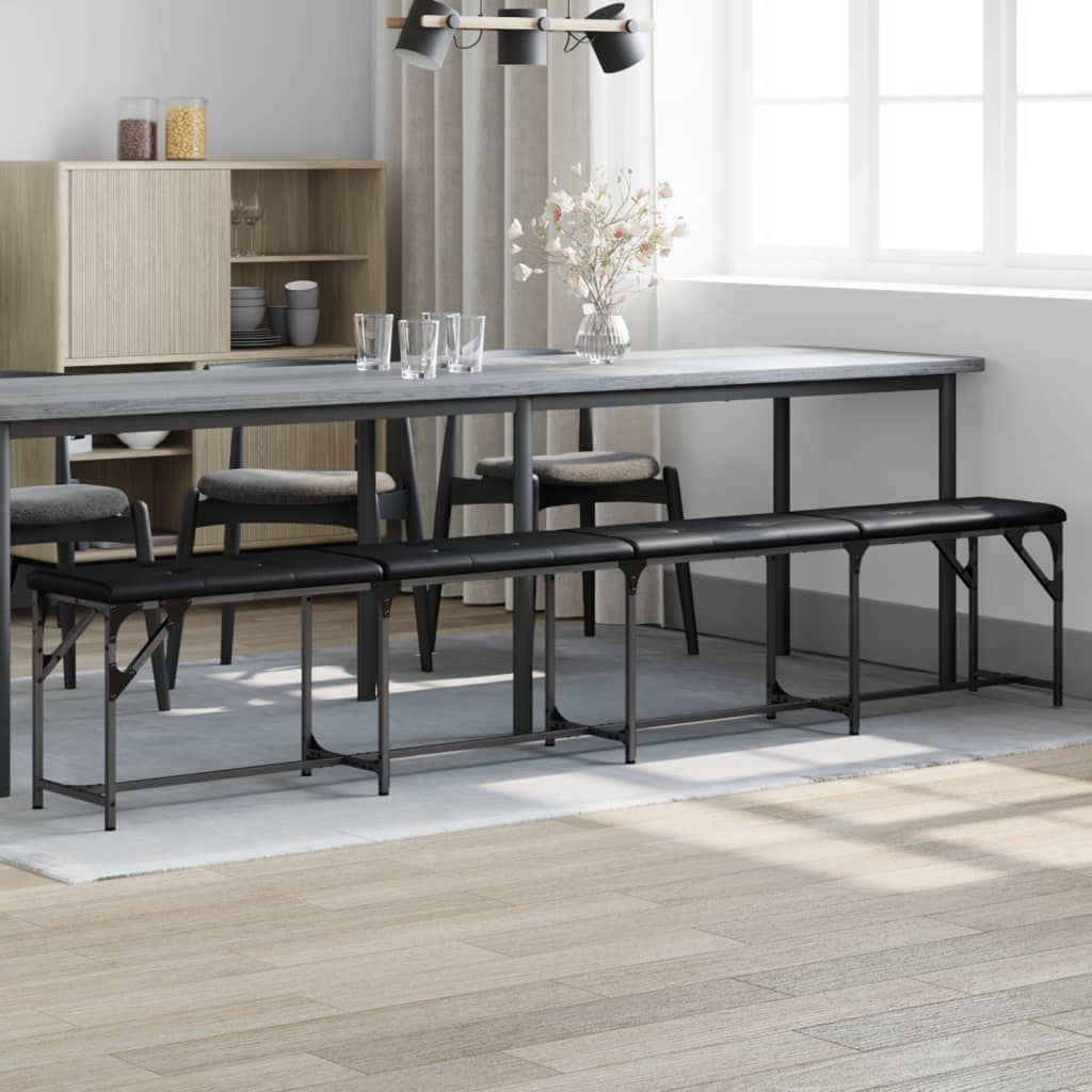 Dining Bench Steel and Fabric Black 248 x 32 x 45 cm