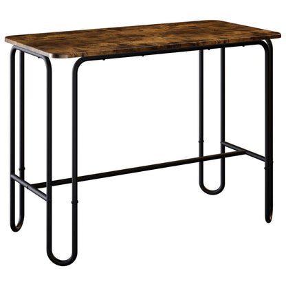 The compact dining table with a smoked oak effect top and black metal legs