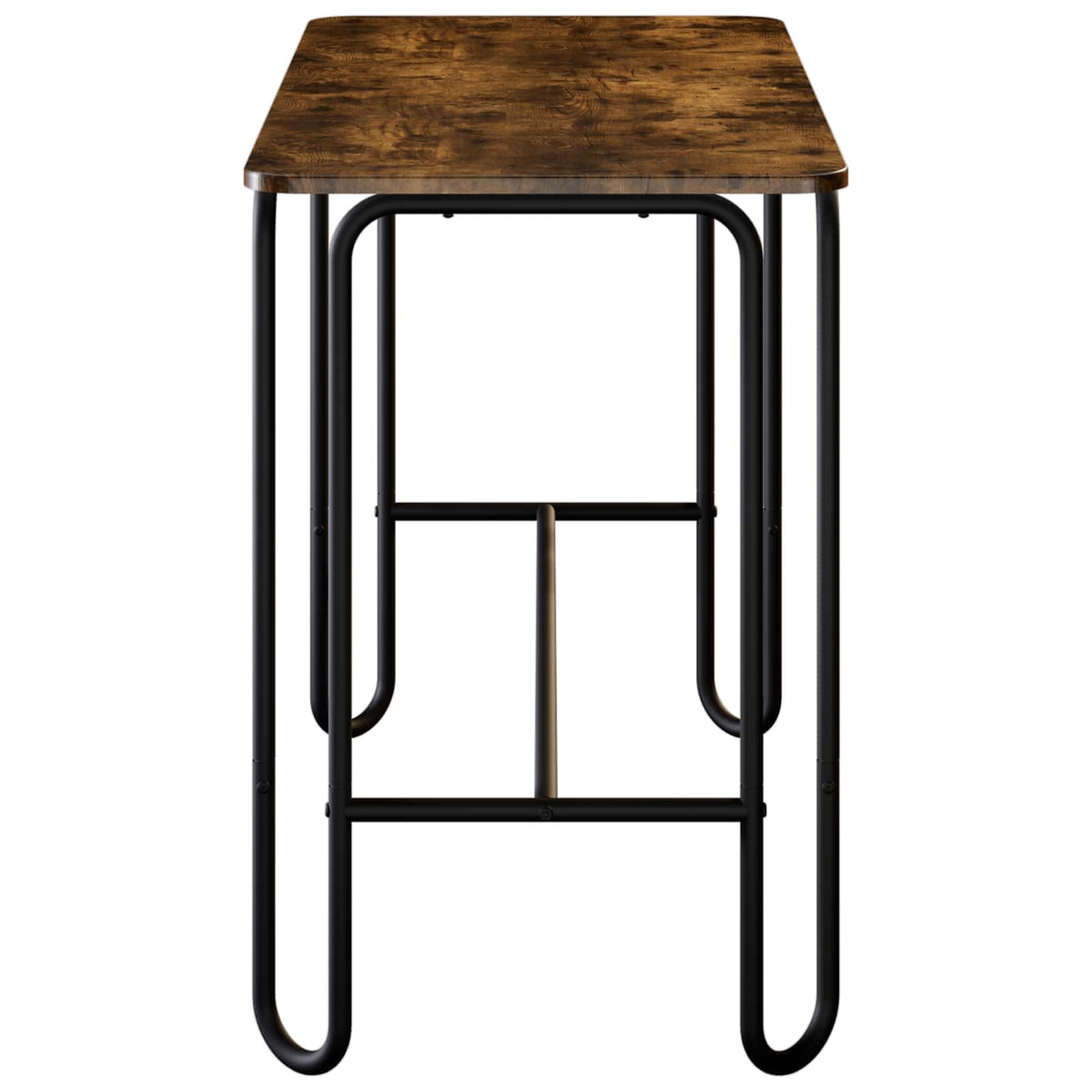 The side profile of the tall kitchen table showing its slim legs and frame