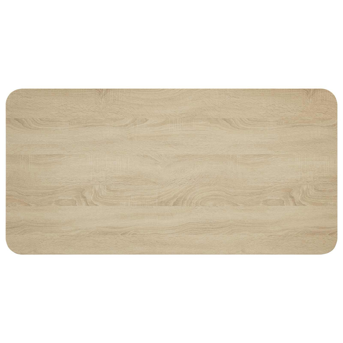 Close up of the rectangular wood effect table top
