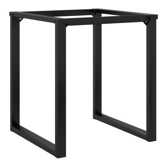 The O-frame dining table legs are shown from the front in a studio setting