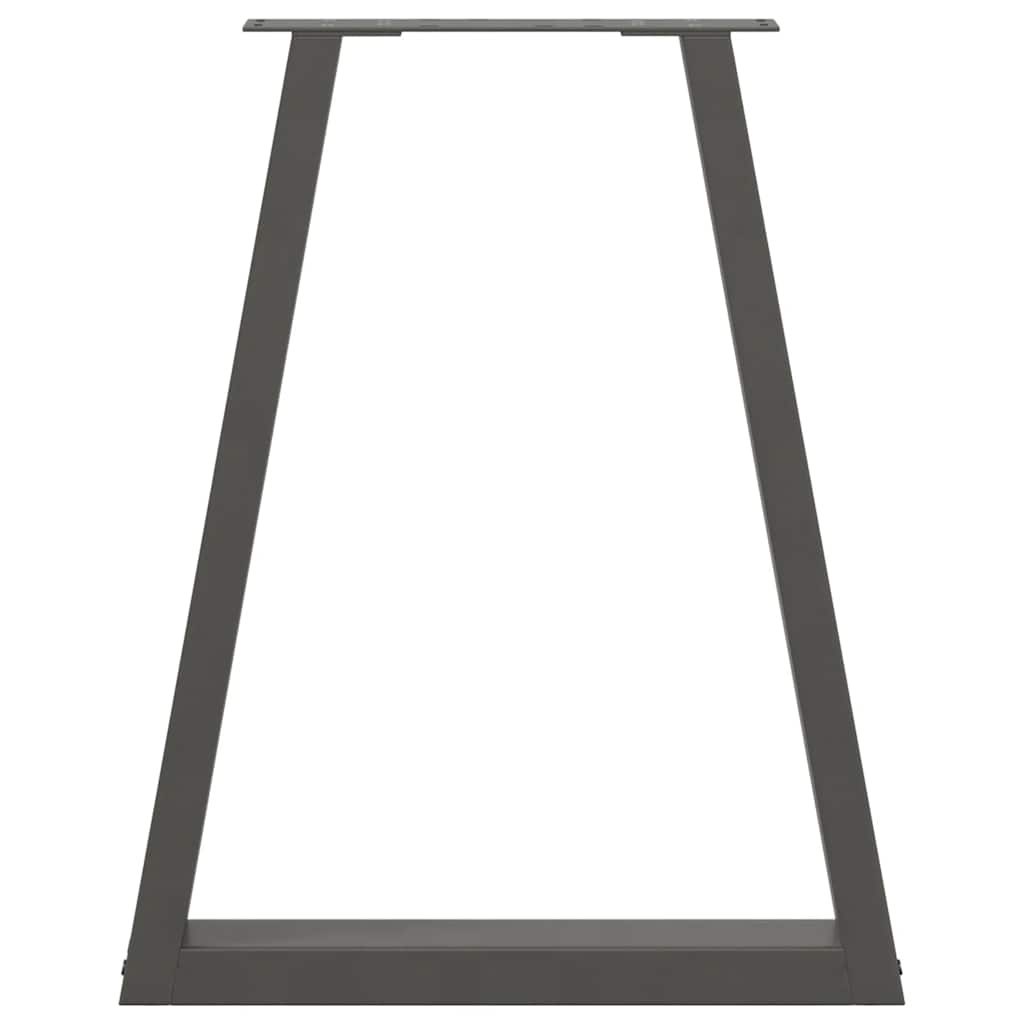 A single anthracite steel V-shaped table leg shown from the back