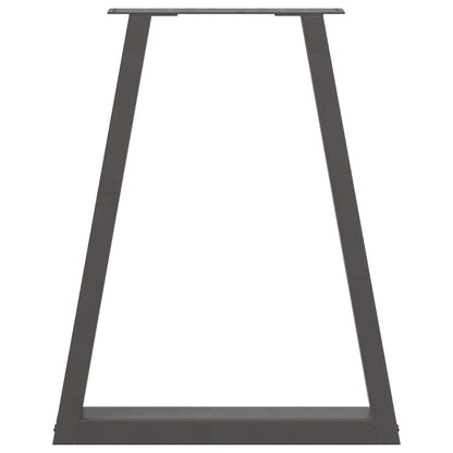 A single anthracite steel V-shaped table leg shown from the back
