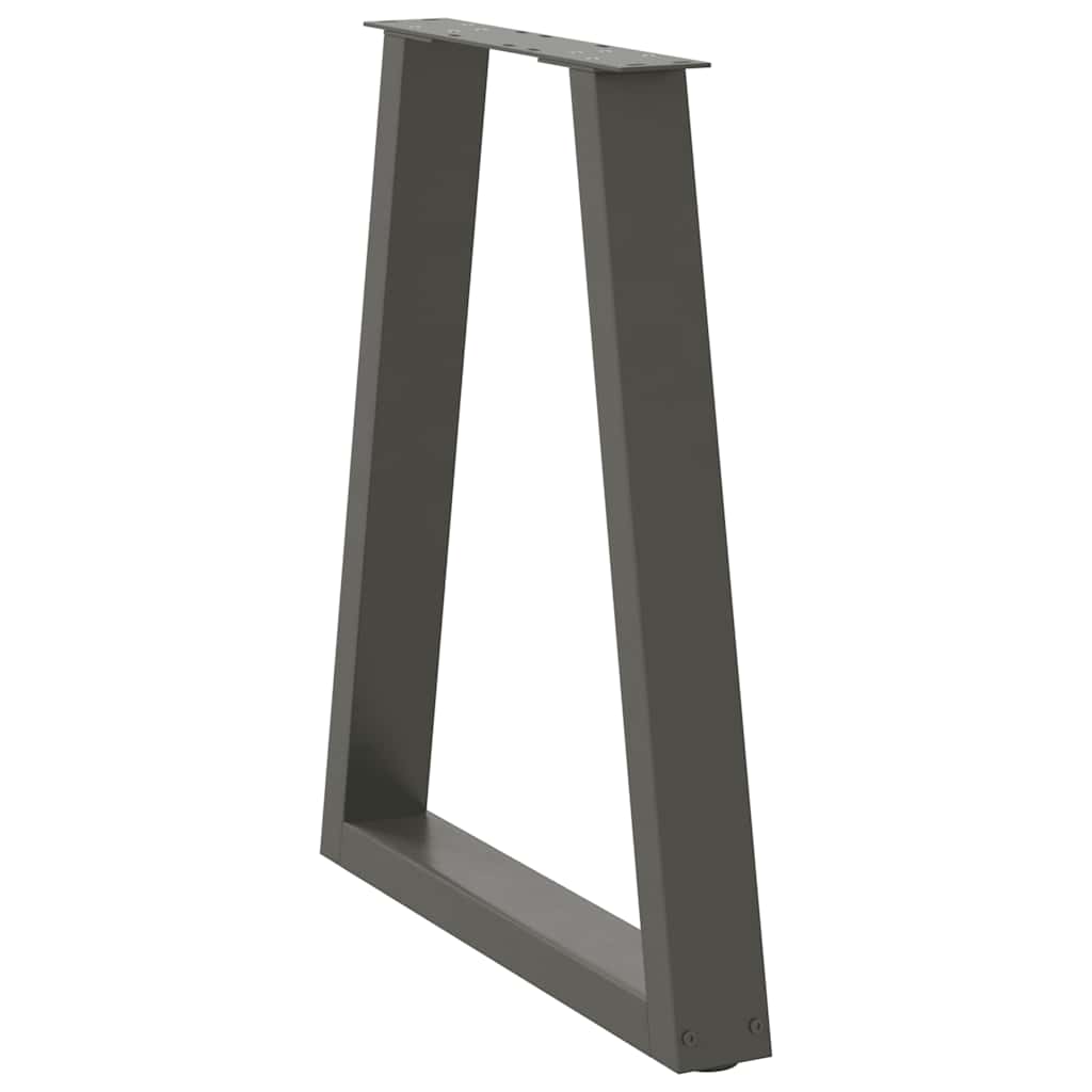 A single anthracite steel V-shaped table leg shown from the front
