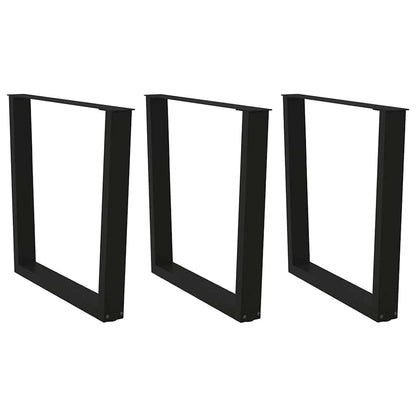 vidaXL Dining Table Legs V-Shape 3 pcs Black Steel, three U-shaped legs shown together
