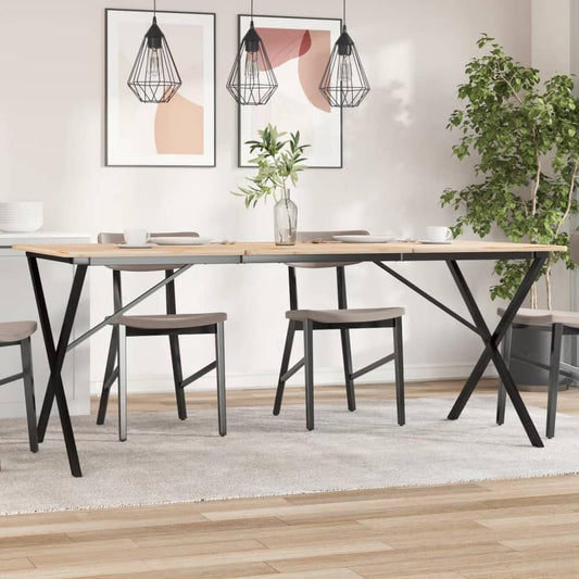 vidaXL Dining Table Legs X-Frame Steel, a black metal base with X-shaped supports for a dining table