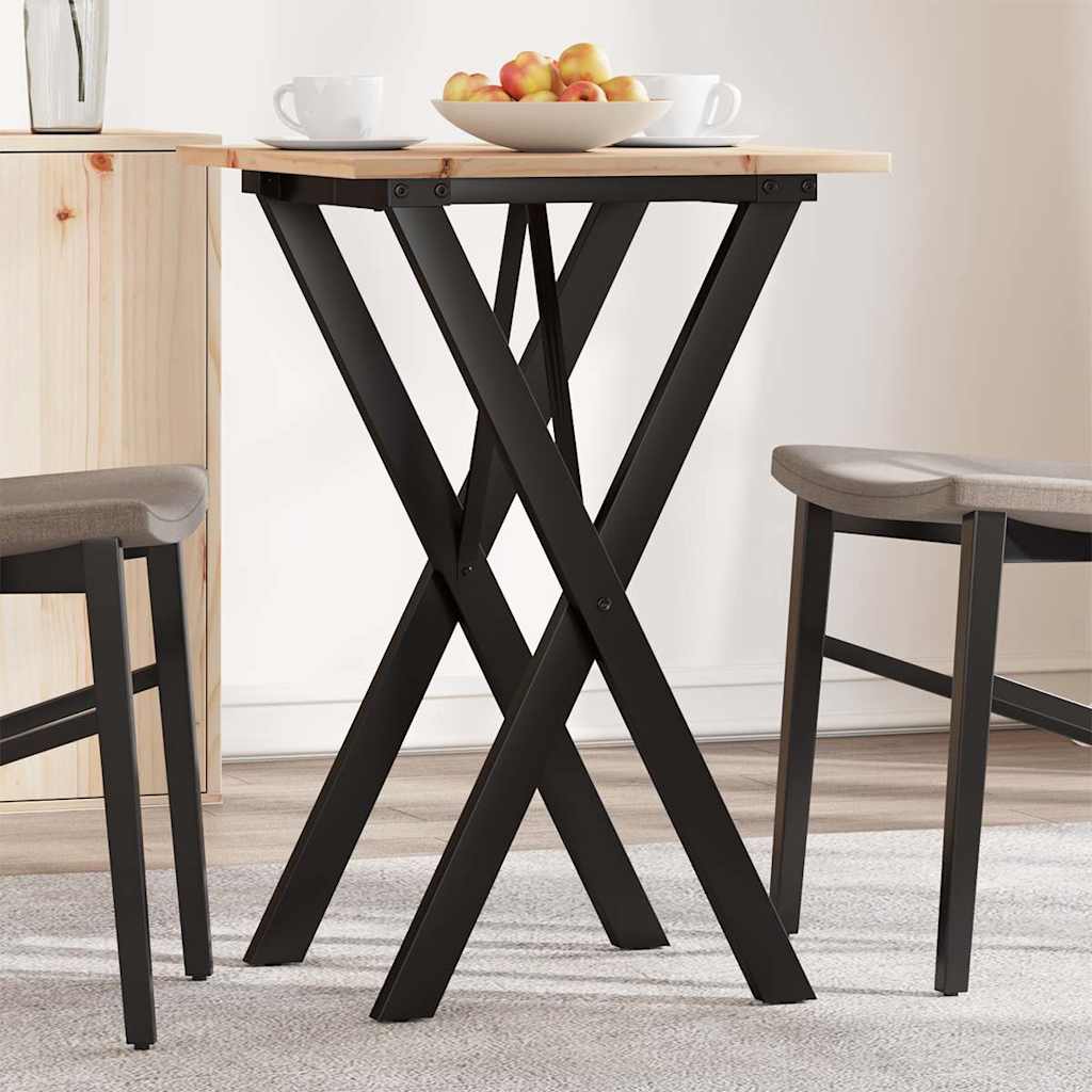 Dining Table Solid Wood Pine and Steel X-frame Depth 50 cm 50 cm 75 cm