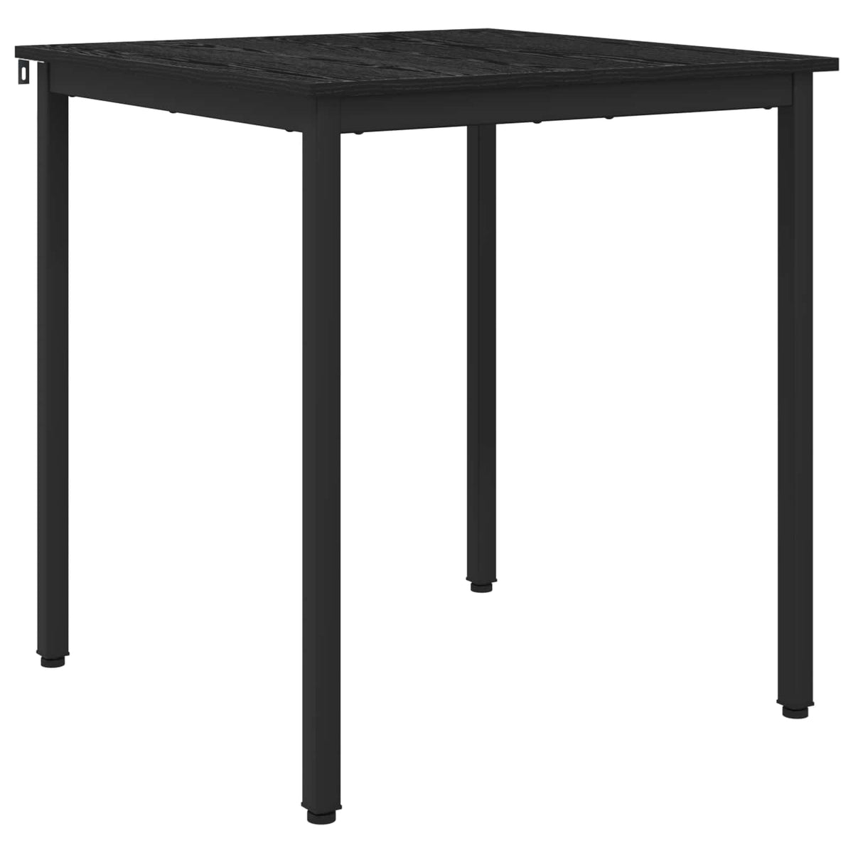 close up of the black oak square dining table top with visible wood grain