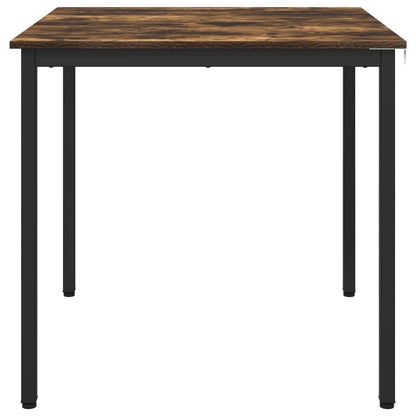 the dining table viewed from the side showing the flat surface and four straight legs