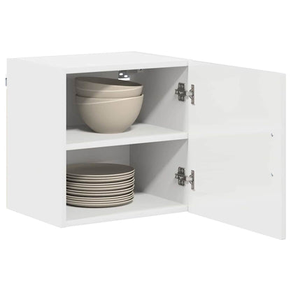 Dishwasher Panel Kalmar 2 pcs White Engineered Wood, the kitchen cabinet with the door open revealing two internal shelves