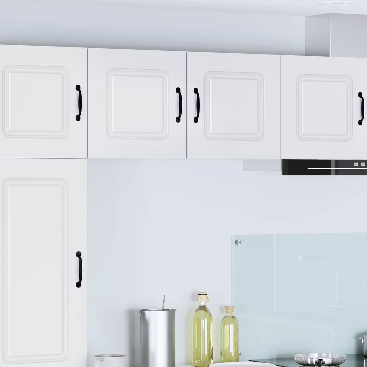 vidaXL Dishwasher Panel Kalmar 2 pcs White Engineered Wood installed in a modern kitchen