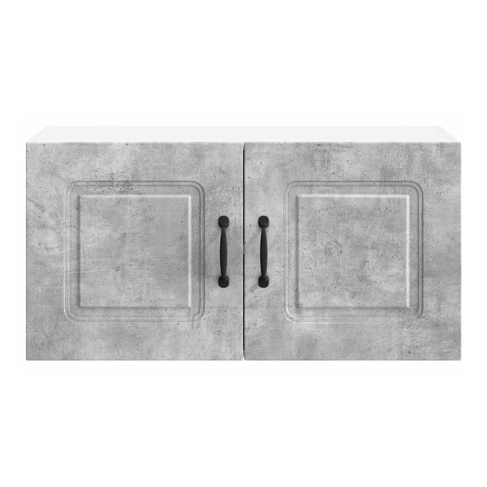 close up of the concrete grey kitchen cabinet doors