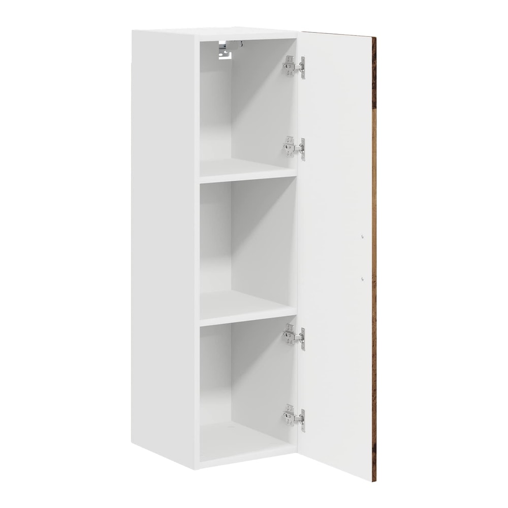 The open dishwasher panel cabinet showing its white interior and three shelves