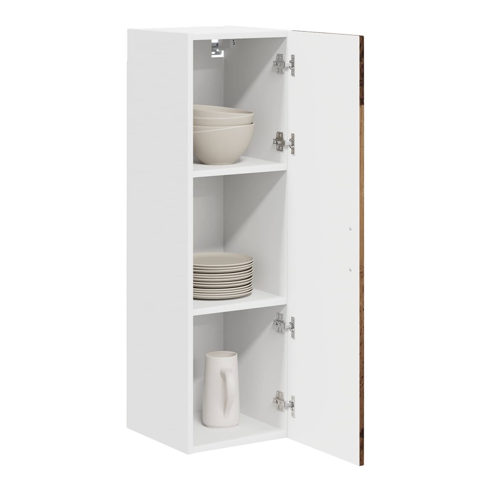 The open dishwasher panel cabinet showing three shelves and white interior