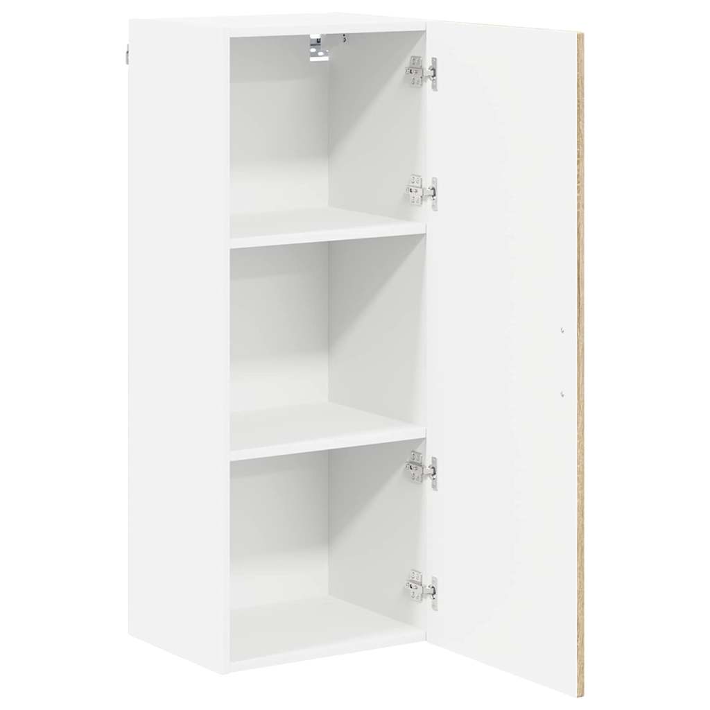 Dishwasher Panel Kalmar Sonoma Oak, the kitchen cabinet with the door open revealing empty white interior shelving