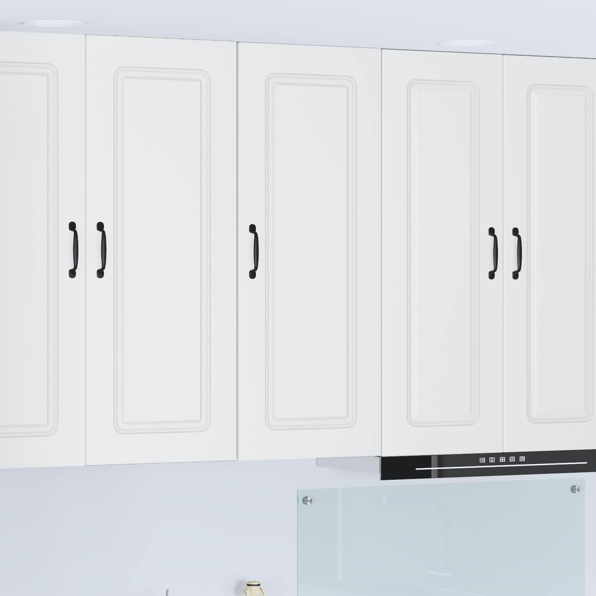 vidaXL Dishwasher Panel Kalmar White Engineered Wood kitchen cabinet with a white finish and black handles