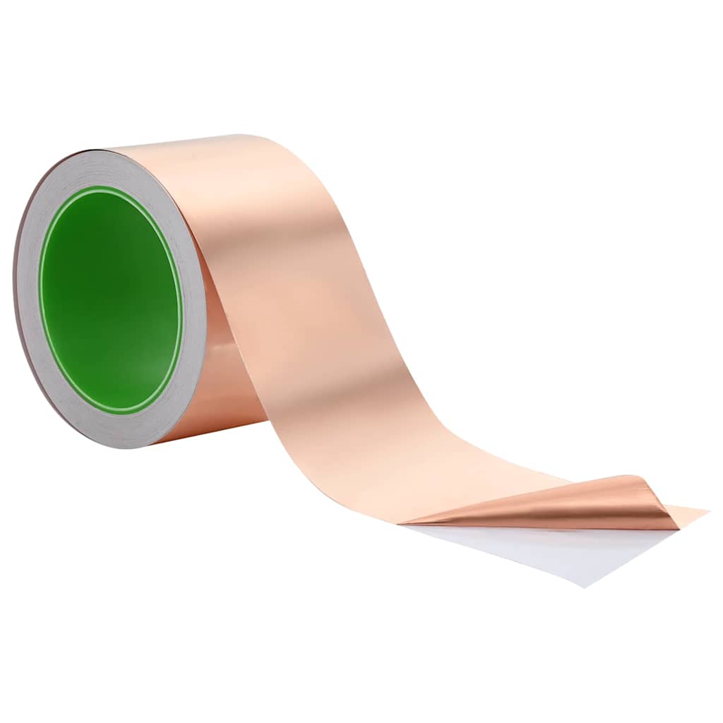 Unrolling snail protection copper tape showing the adhesive backing