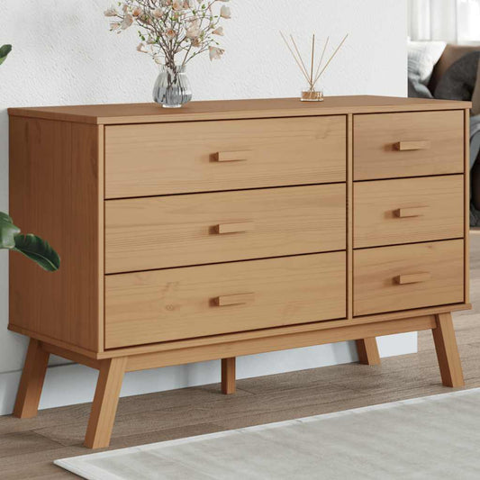 Drawer Cabinet "OLDEN" Solid Wood Pine Brown